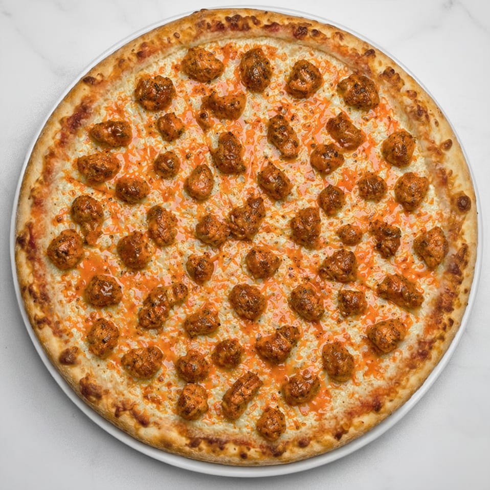 Extra Large Buffalo Chicken Pizza.