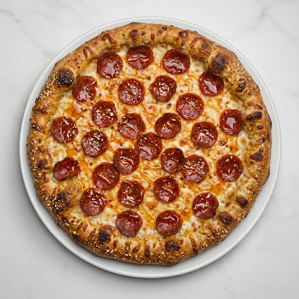 Medium Spicy Beef Pepperoni and Hot Honey (HALAL).