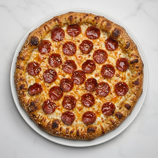 Medium Spicy Beef Pepperoni and Hot Honey (HALAL).