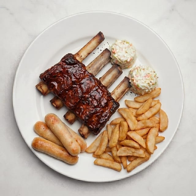 Half Slab (Halal) Beef Ribs Dinner.