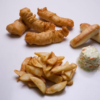 Fish & Chips with Garlic Breadsticks